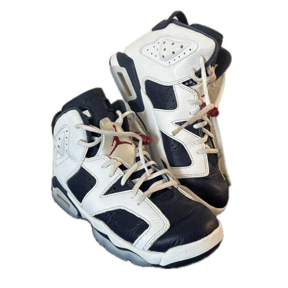 Nike Air Jordan VI 6 Retro Olympic White Navy Blue 2012 Sneakers Size 7Y